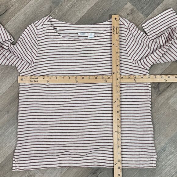 Sigrid Olsen Striped Linen Popover Shirt White Red Small - Picture 10 of 11